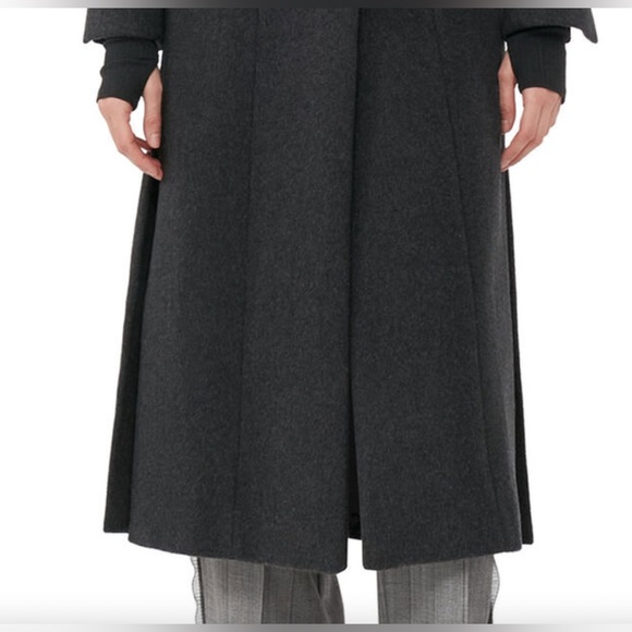 GANNI GREY WOOL FITTED COAT - Picture 3 of 5